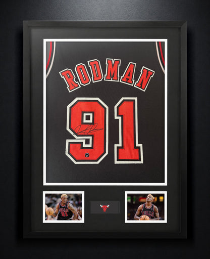 Dennis Rodman Signed Chicago Bulls Jersey Framed Authentic Ink COA - Photo of frame