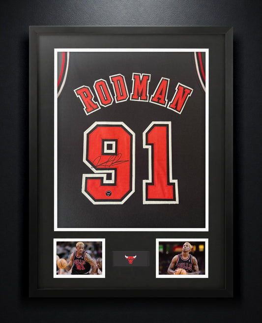 Dennis Rodman Signed Chicago Bulls Jersey Framed Authentic Ink COA - Photo of frame