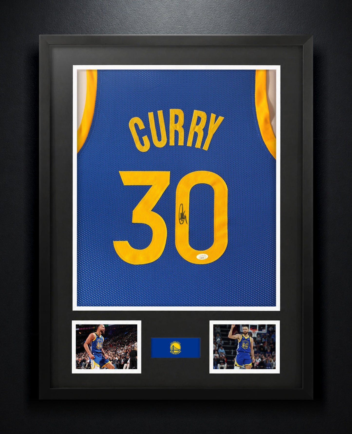 Stephen Curry Signed Golden State Warriors Jersey Framed JSA COA - Photo of frame