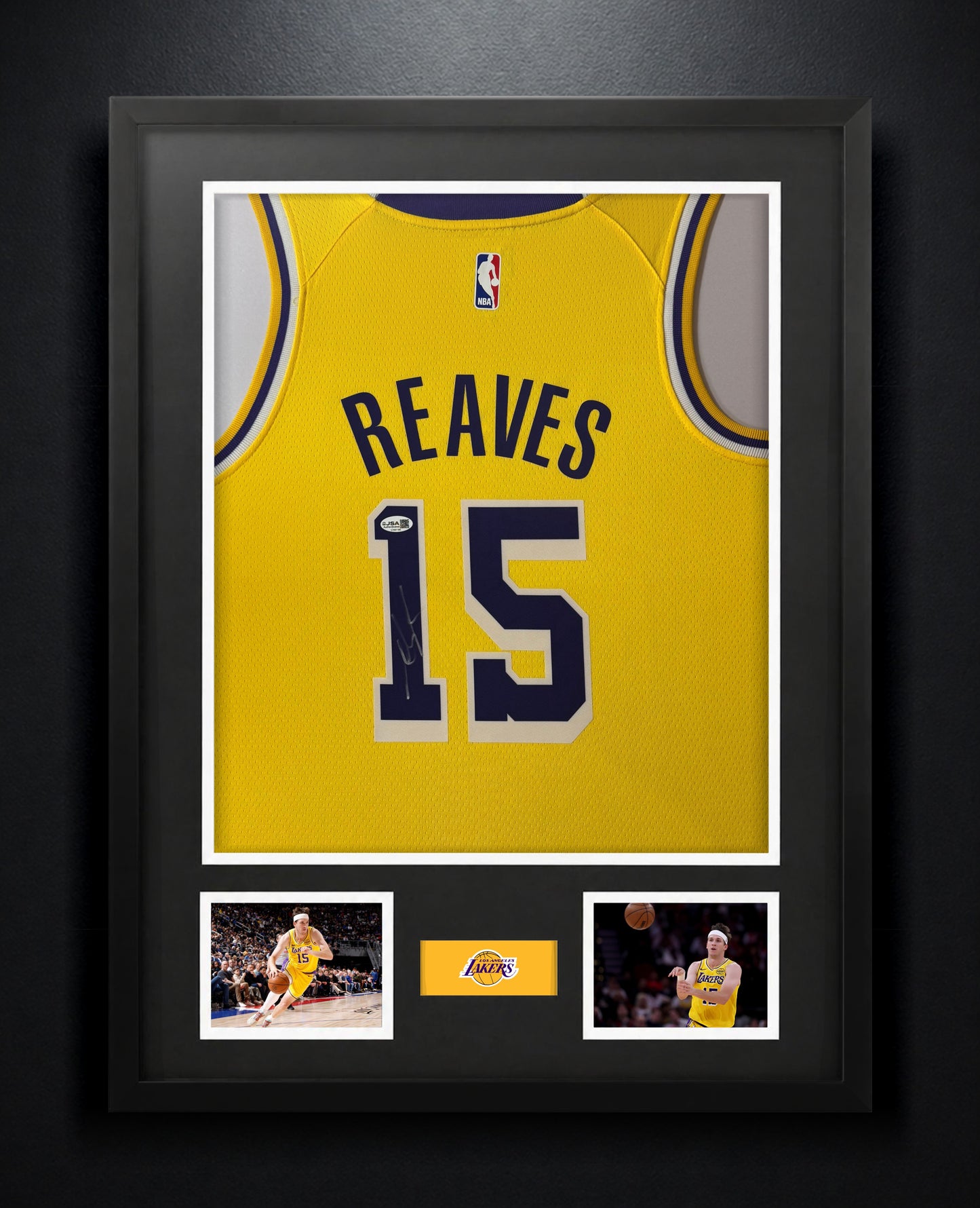 Austin Reaves Signed Los Angeles Lakers Nike Jersey Framed JSA COA - Photo of frame