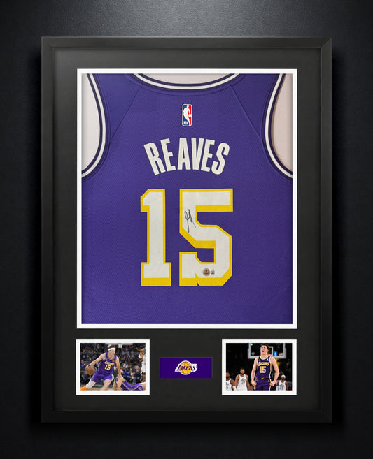 Austin Reaves Signed Los Angeles Lakers Nike Jersey Framed Beckett COA - Photo of frame