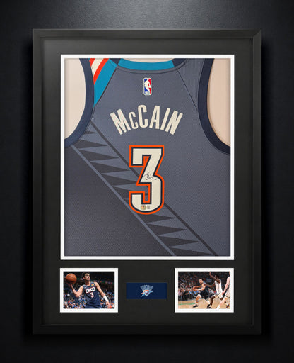 Jared McCain Signed Oklahoma City Thunder Nike Jersey Framed Beckett COA - Photo of frame