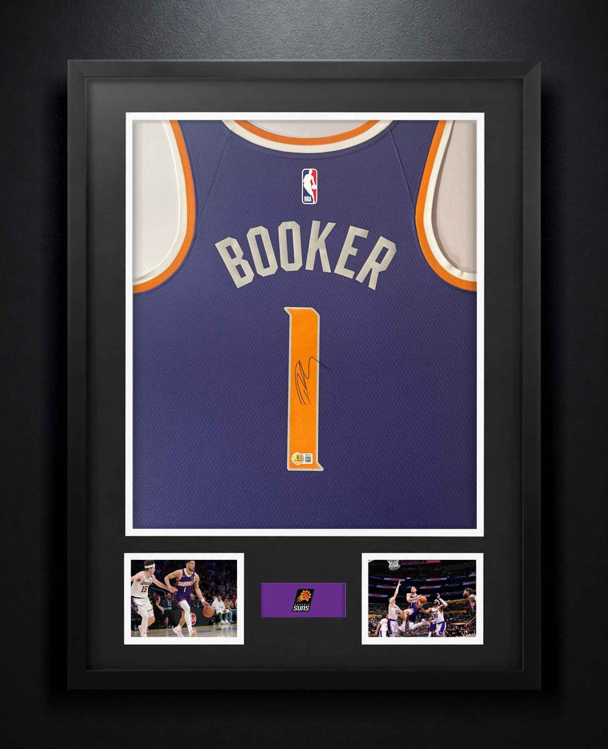 Devin Booker Signed Phoenix Suns Nike Jersey Framed Beckett COA + VIDEO PROOF - Photo of frame