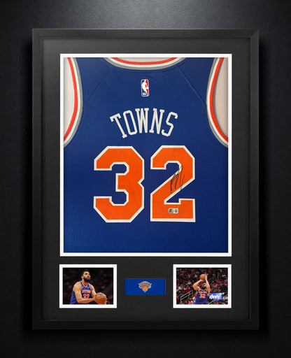 Karl-Anthony Towns Signed New York Knicks Nike Jersey Framed Beckett COA - Photo of frame