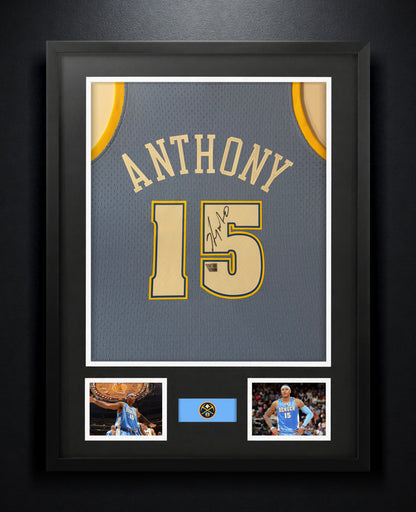 Carmelo Anthony Signed Denver Nuggets Mitchell & Ness Jersey Framed Fanatics COA - Photo of frame