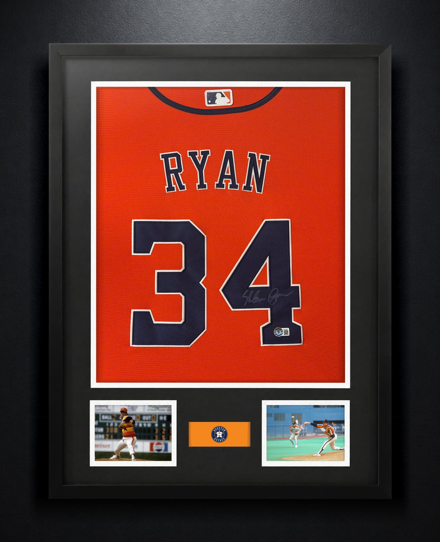 Nolan Ryan Signed Houston Astros Nike Jersey Framed Beckett COA - Photo of frame