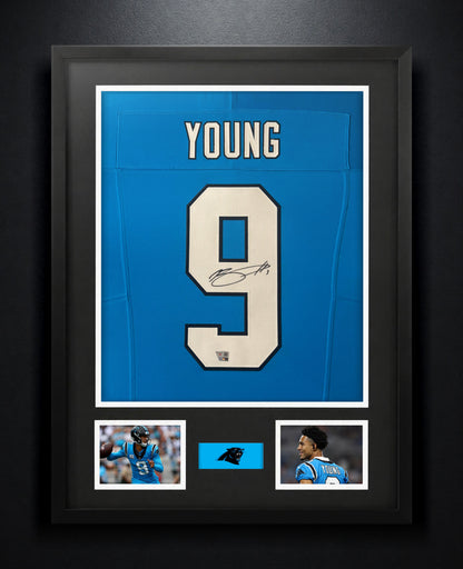 Bryce Young Signed Carolina Panthers Nike Jersey Framed Fanatics COA - Photo of frame