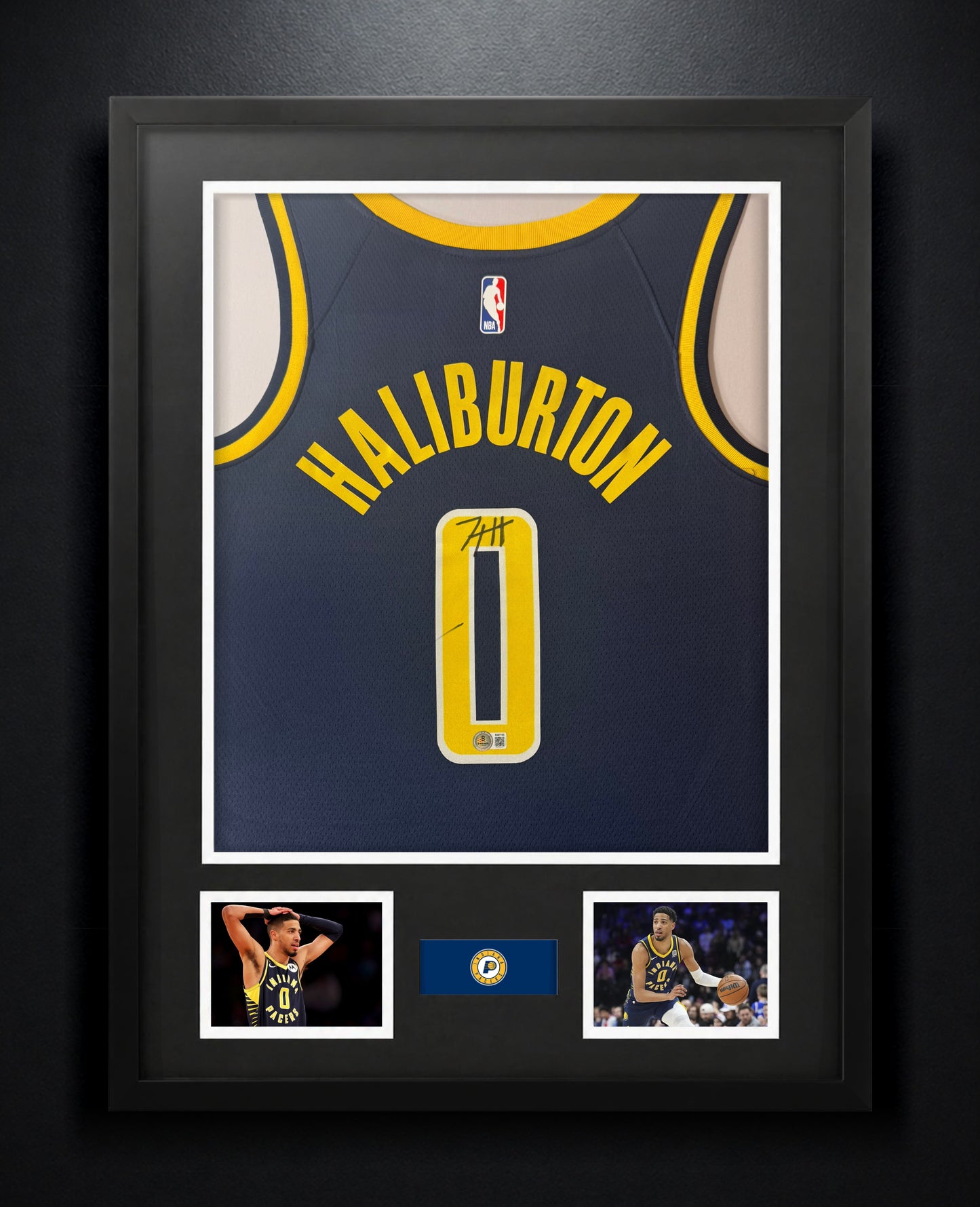 Tyrese Haliburton Signed Indiana Pacers Nike Jersey Framed Beckett COA - Photo of frame