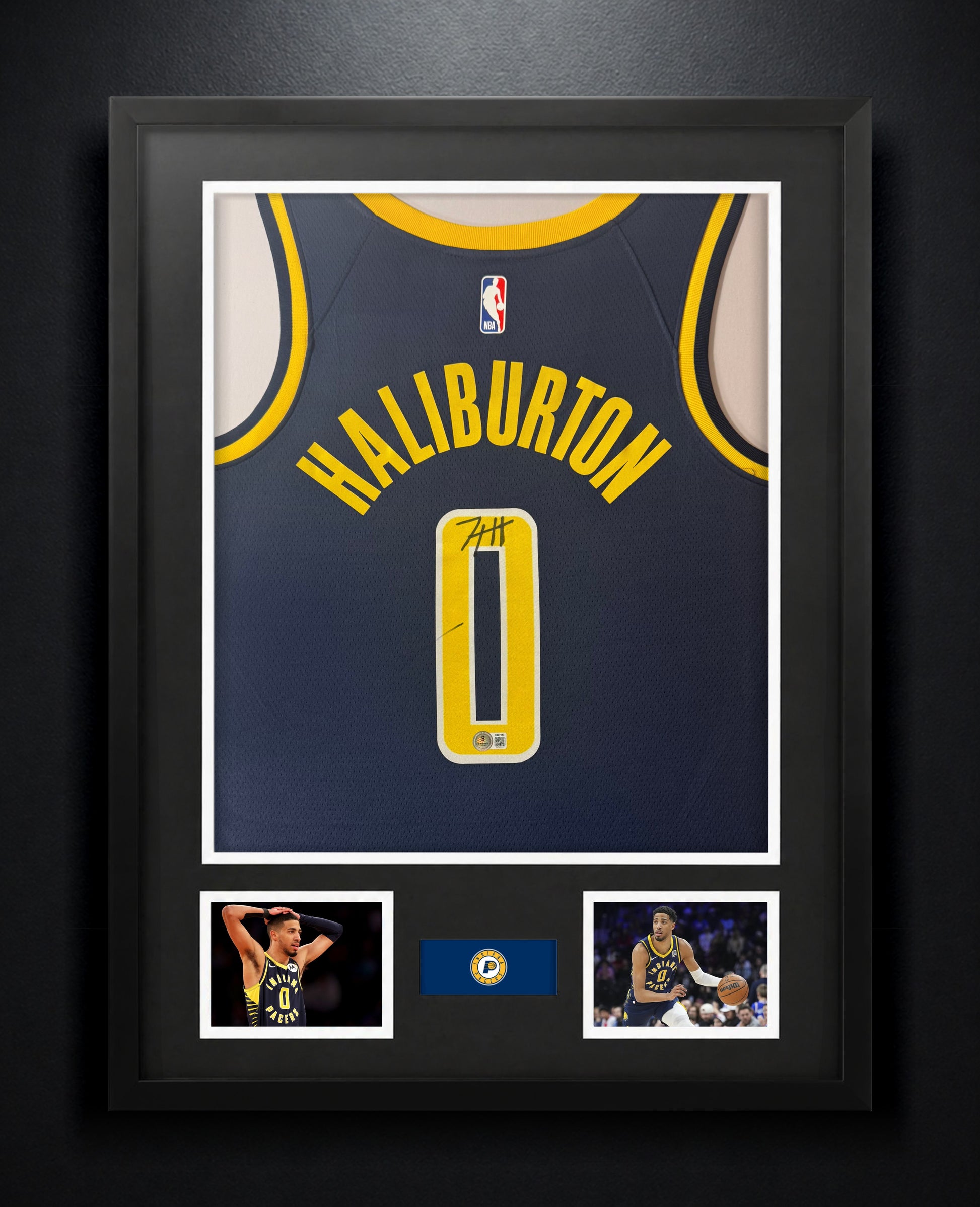 Tyrese Haliburton Signed Indiana Pacers Nike Jersey Framed Beckett COA - Photo of frame