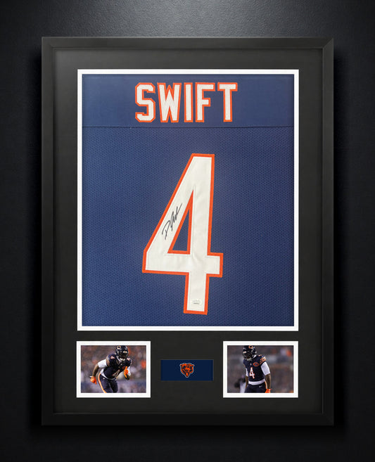 D'Andre Swift Signed Chicago Bears Jersey Framed JSA COA - Photo of frame