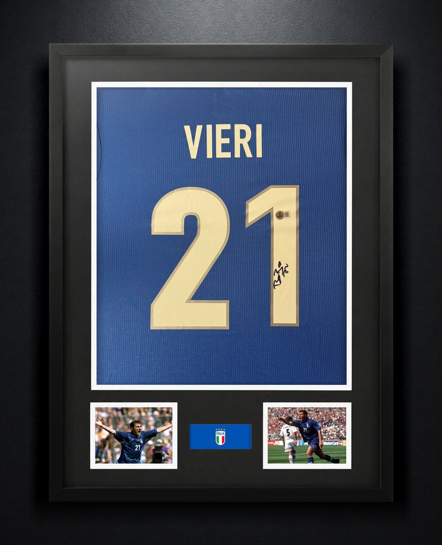 Christian Vieri Signed Italy Nike Jersey Framed Beckett COA