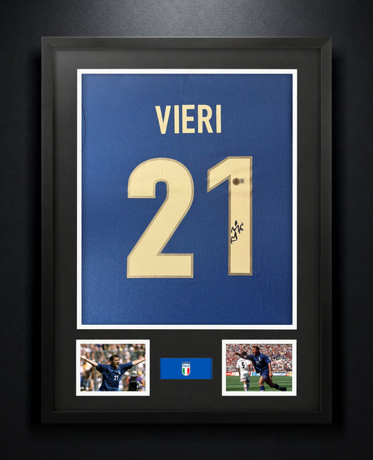 Christian Vieri Signed Italy Nike Jersey Framed Beckett COA