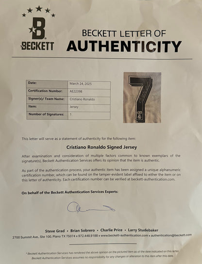 Cristiano Ronaldo Signed Real Madrid Adidas Jersey Framed Beckett LOA & COA - LOA photo