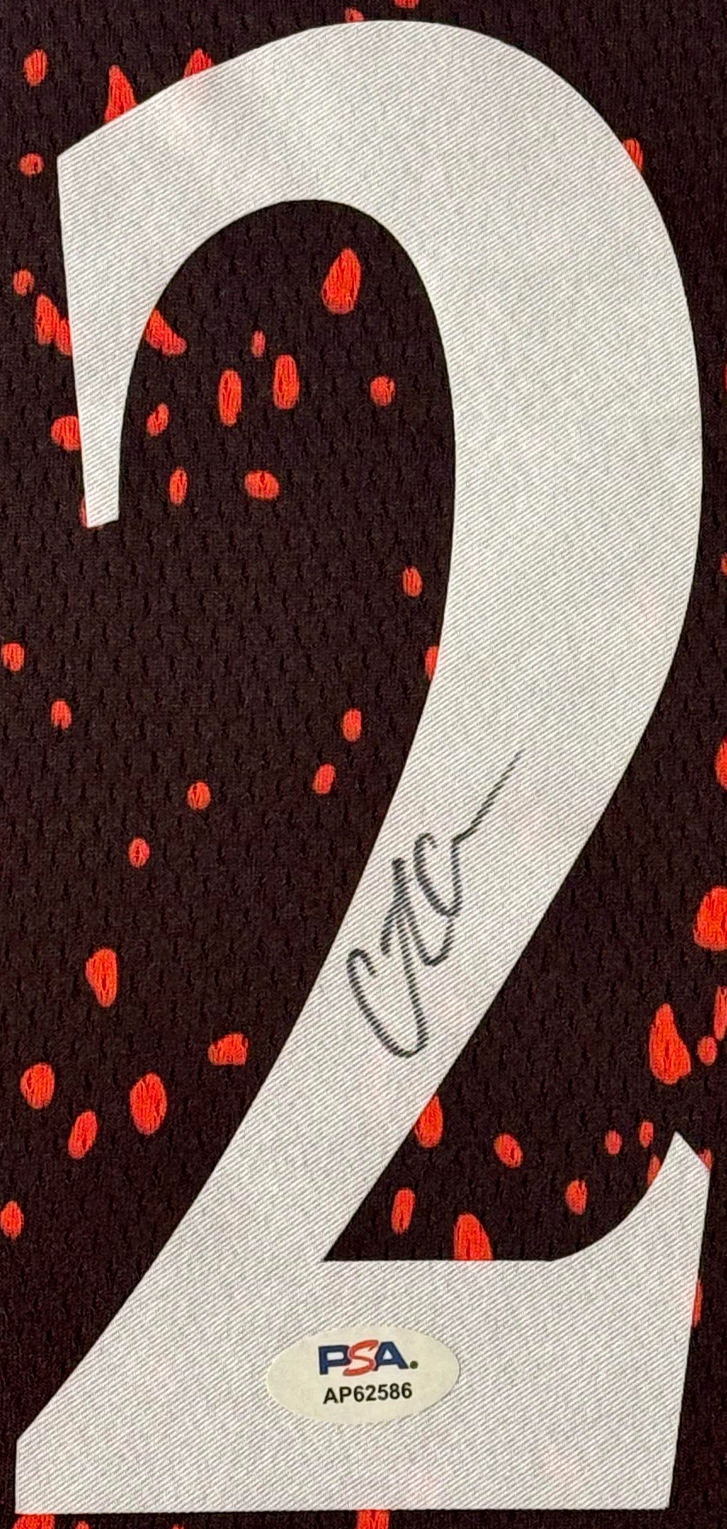 Caitlin Clark Signed Indiana Fever Nike Jersey Framed PSA COA - Close up of Number