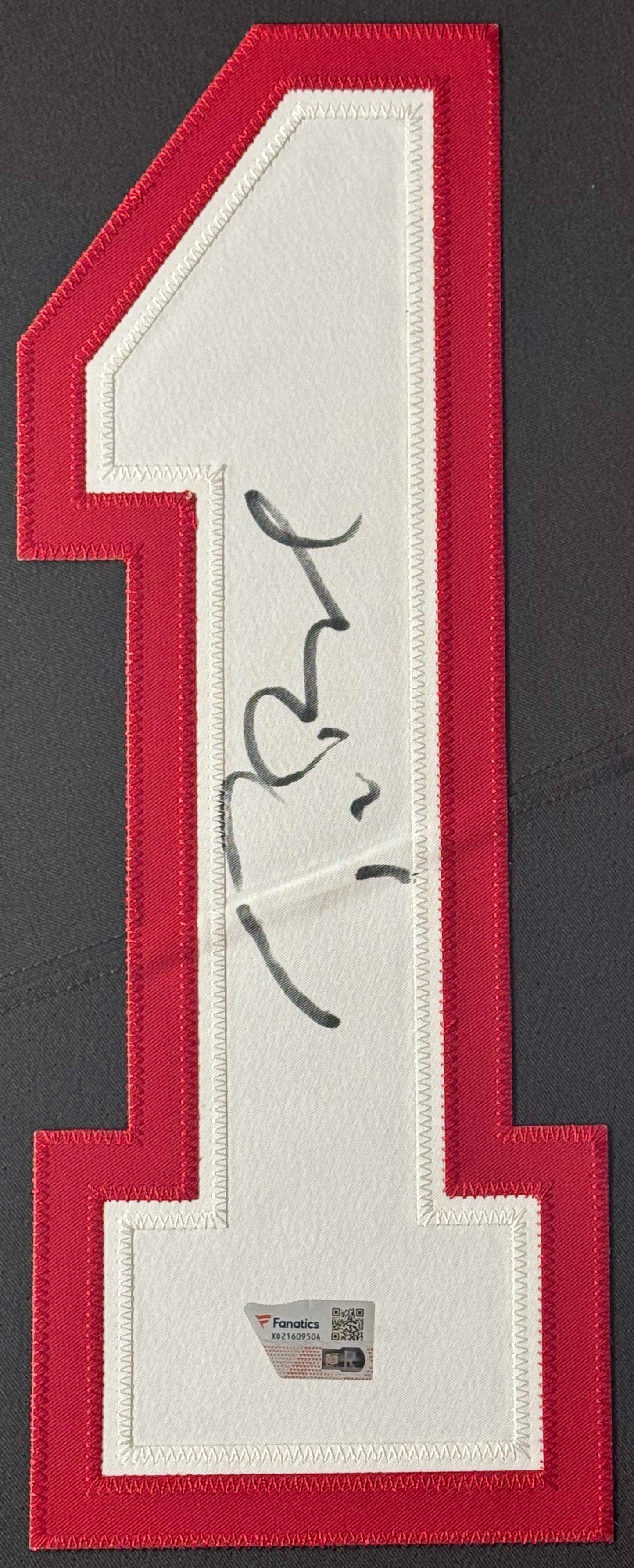 Tom Brady Signed Tampa Bay Buccaneers Nike Jersey Framed Fanatics COA - Close up of Number