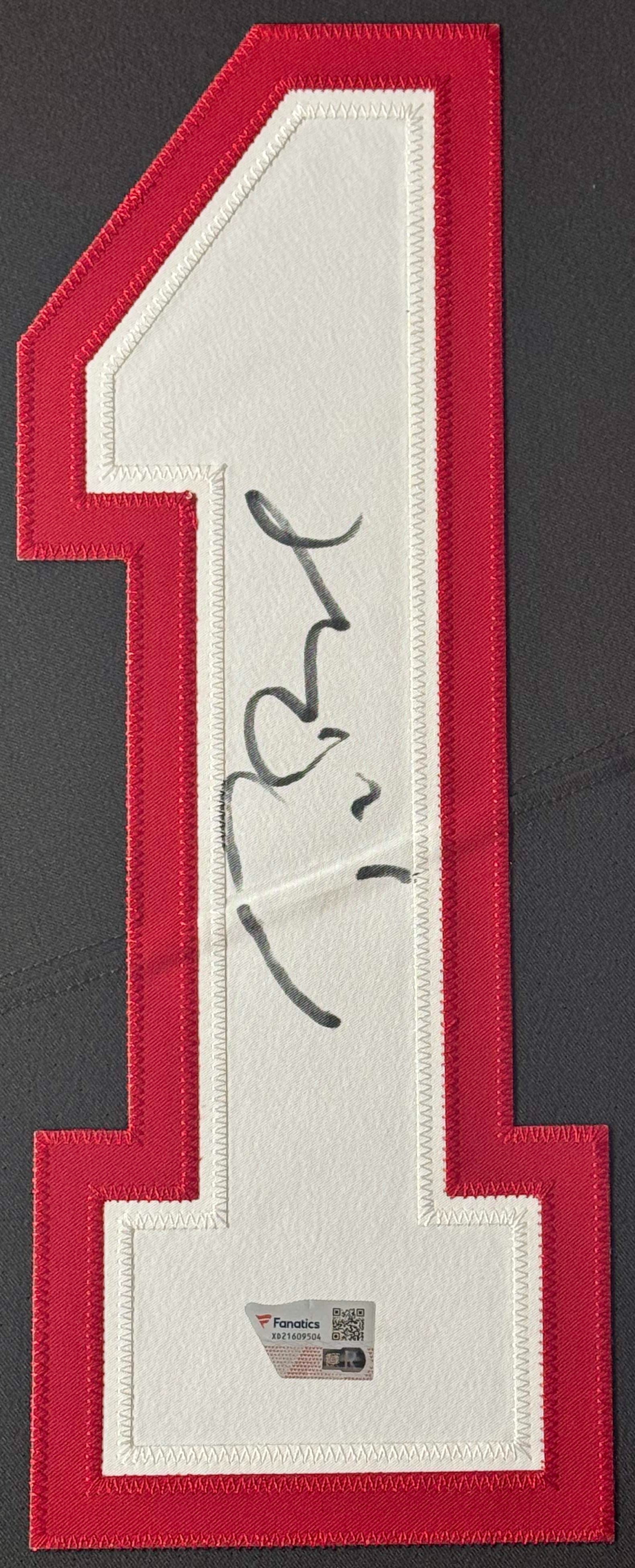 Tom Brady Signed Tampa Bay Buccaneers Nike Jersey Framed Fanatics COA - Close up of Number