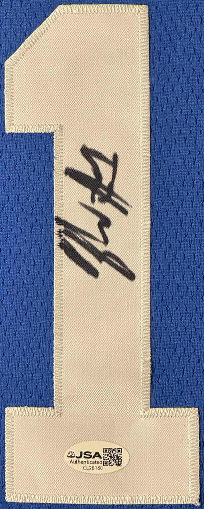 Zion Williamson Signed Duke Blue Devils Nike Jersey Framed JSA COA - Close up of Number