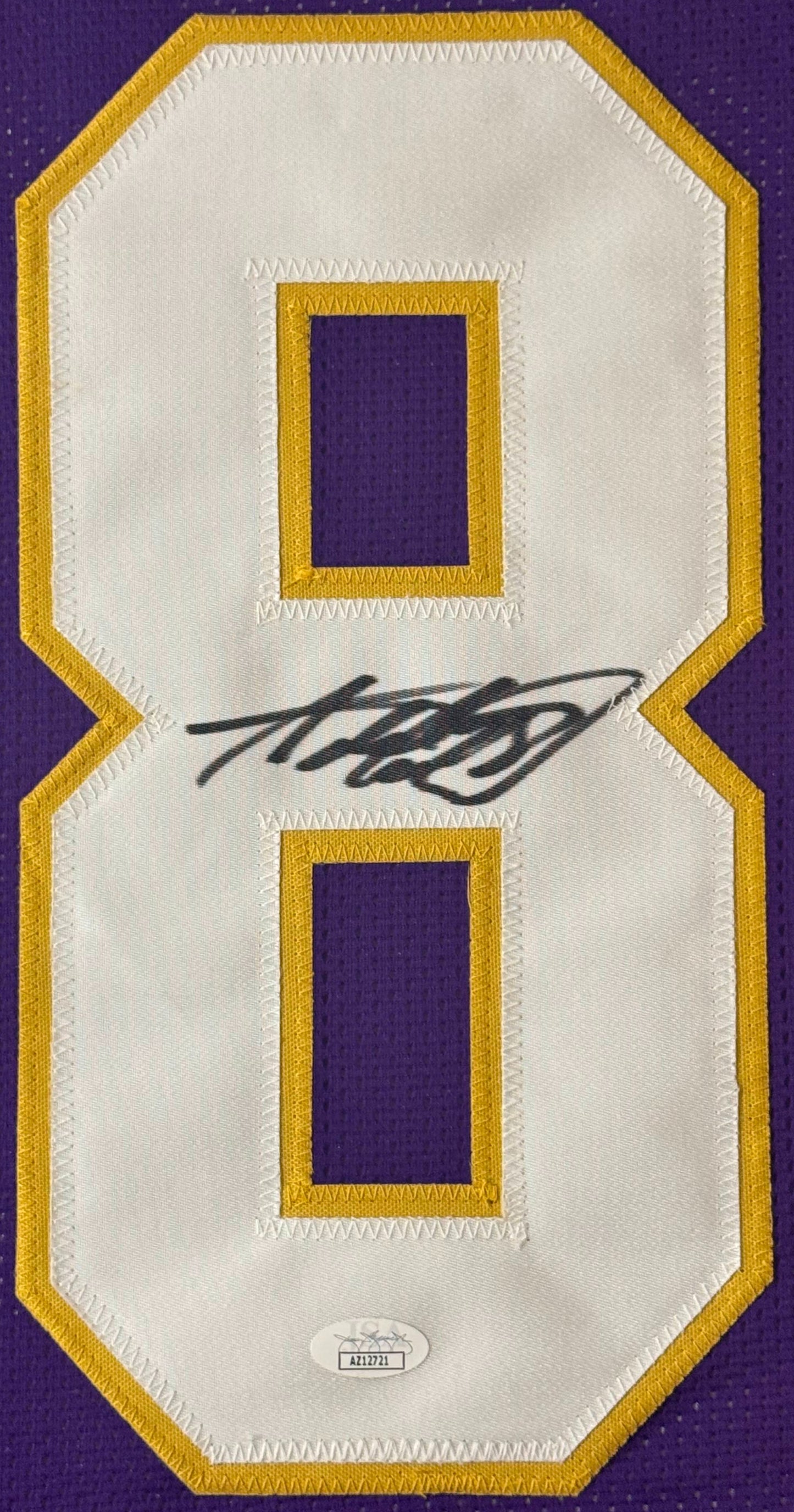 Adrian Peterson Signed Minnesota Vikings Jersey Framed JSA COA - Close up of Number