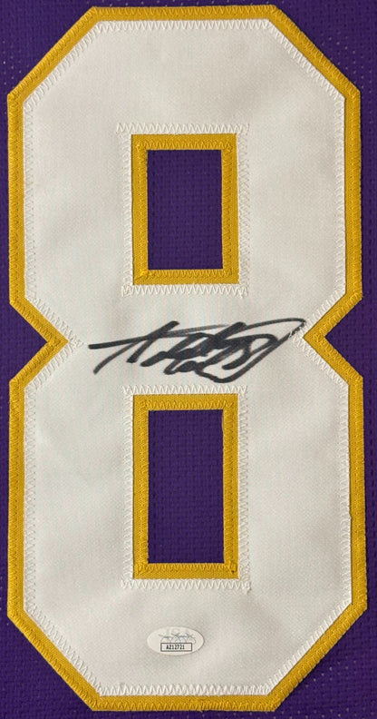 Adrian Peterson Signed Minnesota Vikings Jersey Framed JSA COA - Close up of Number
