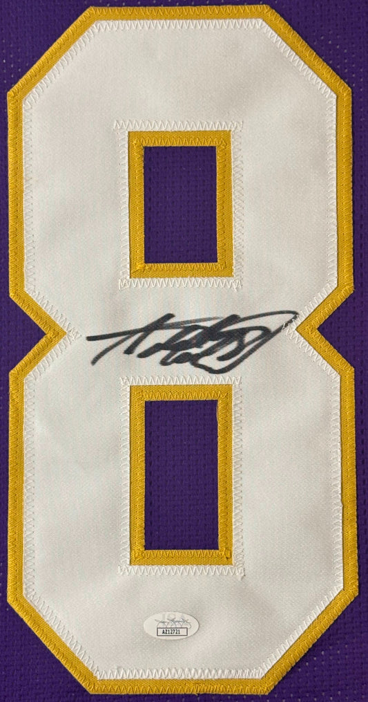 Adrian Peterson Signed Minnesota Vikings Jersey Framed JSA COA - Close up of Number