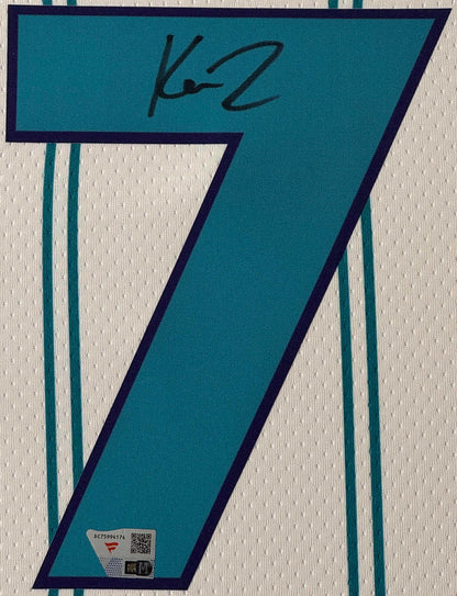 Kon Knueppel Signed Charlotte Hornets Nike Jersey Framed Fanatics COA - Close up of Number