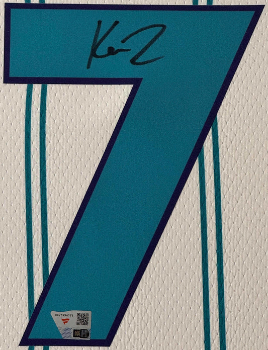 Kon Knueppel Signed Charlotte Hornets Nike Jersey Framed Fanatics COA - Close up of Number