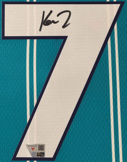 Kon Knueppel Signed Charlotte Hornets Nike Jersey Framed Fanatics COA - Close up of Number