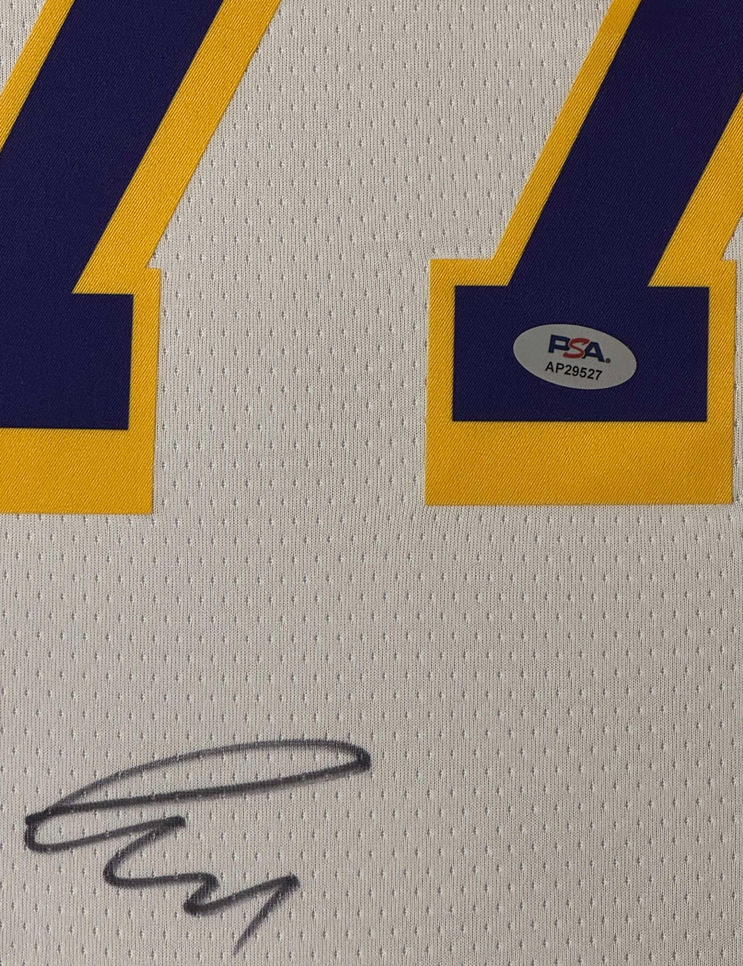 Luka Doncic Signed Los Angeles Lakers Nike Jersey Framed PSA COA - Close up of Number