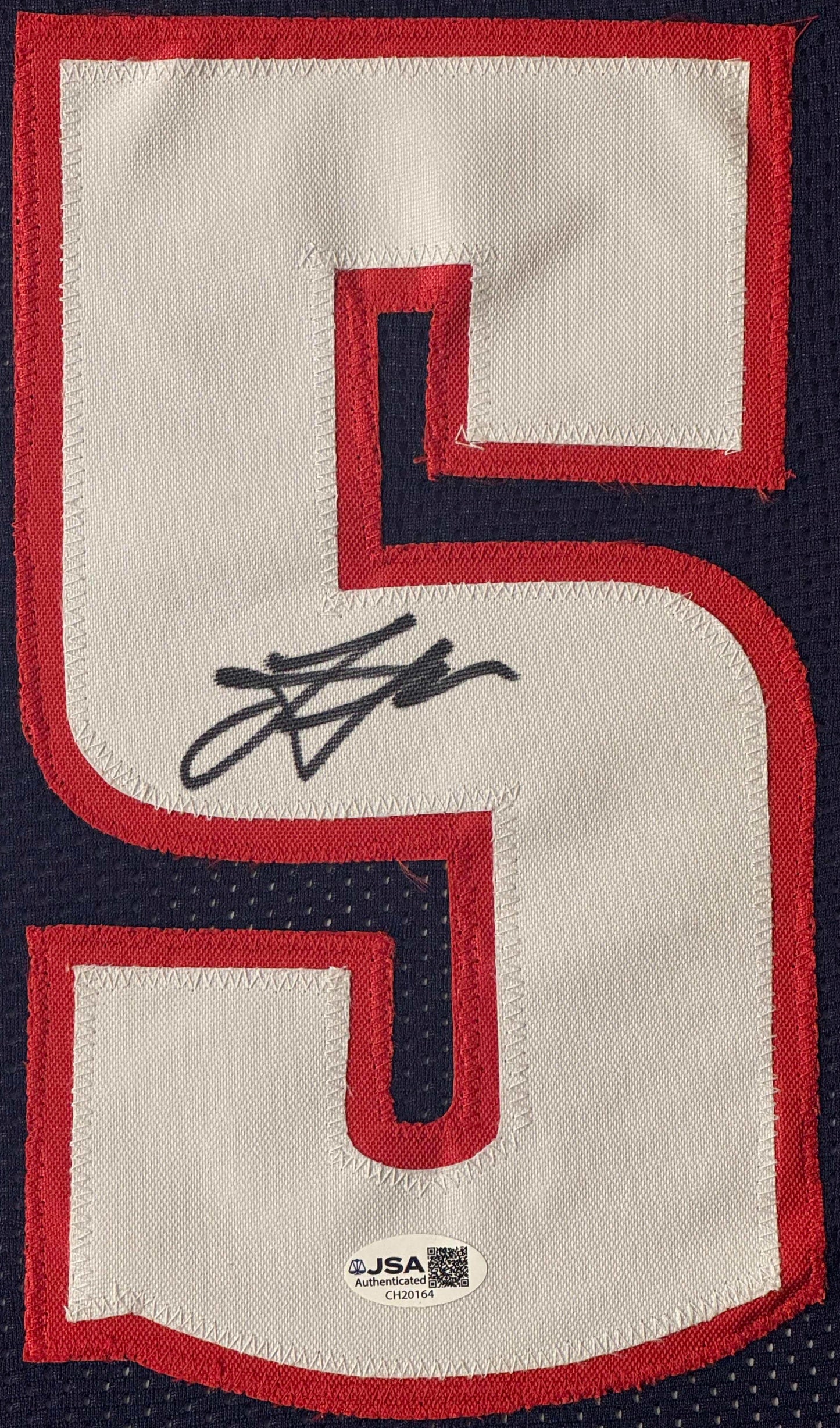 Nikola Jokic Signed Denver Nuggets Jersey Framed JSA COA - Close up of Number