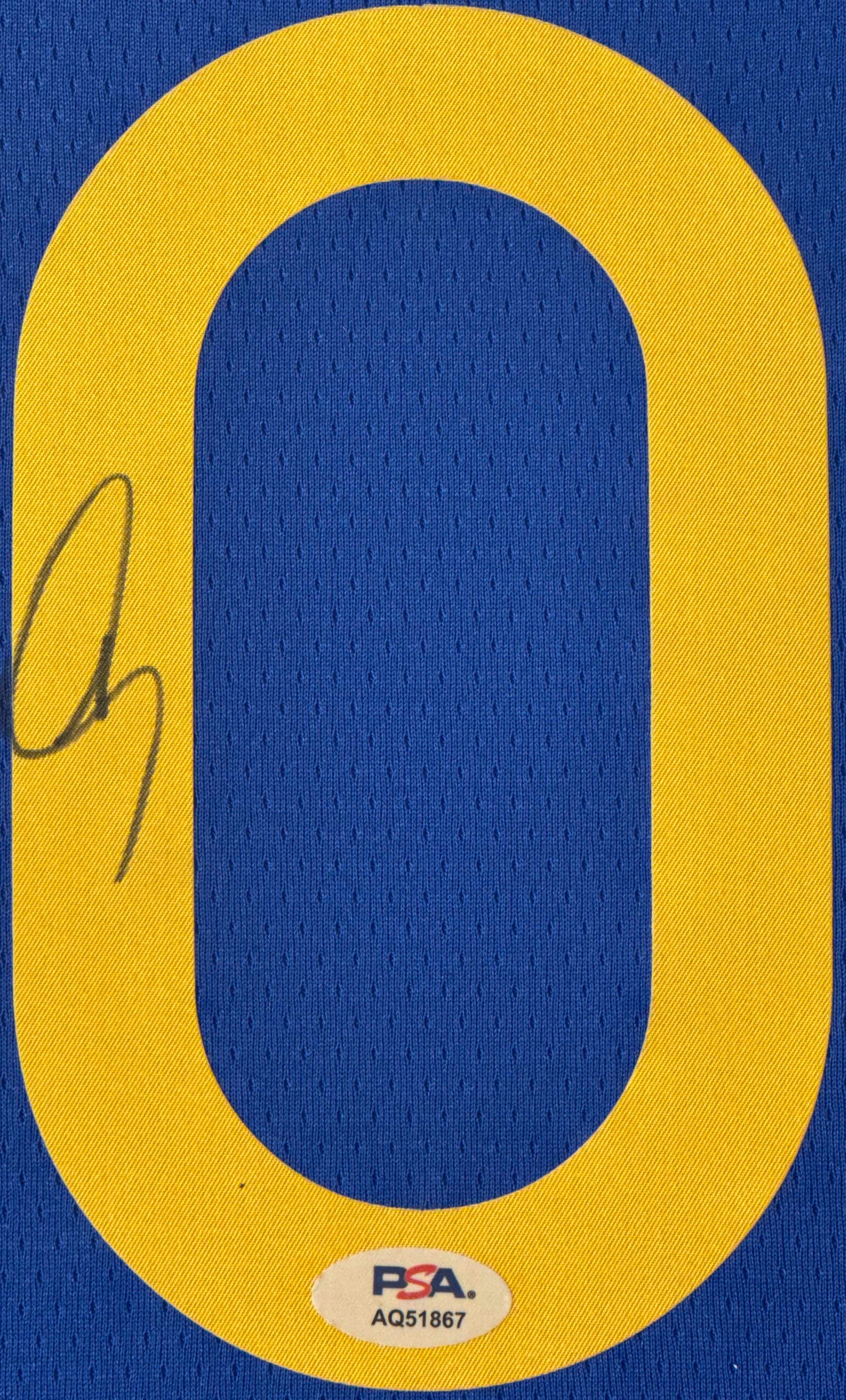 Stephen Curry Signed Golden State Warriors Nike Jersey Framed PSA COA - Close up of Number