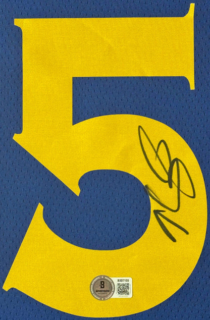 Kevin Durant Signed Golden State Warriors Nike Jersey Framed Beckett COA - Close up of Number