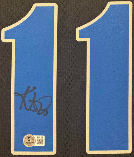 Kyrie Irving Signed Dallas Mavericks Nike Jersey Framed Beckett COA - Close up of Number