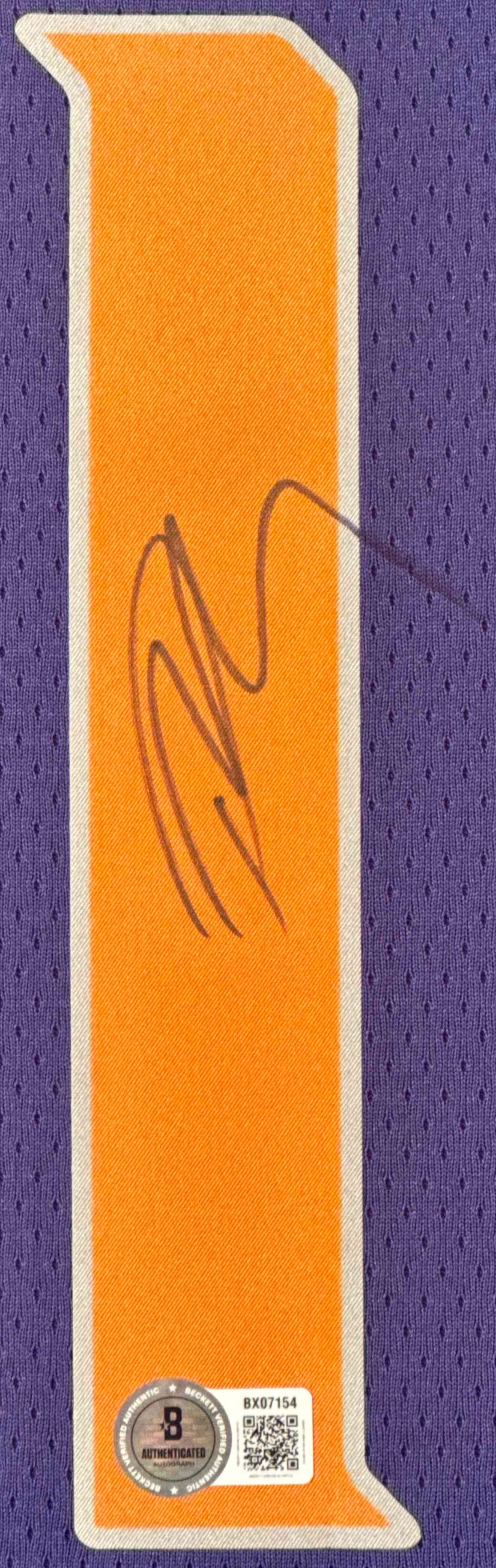 Devin Booker Signed Phoenix Suns Nike Jersey Framed Beckett COA + VIDEO PROOF - Close up of Number
