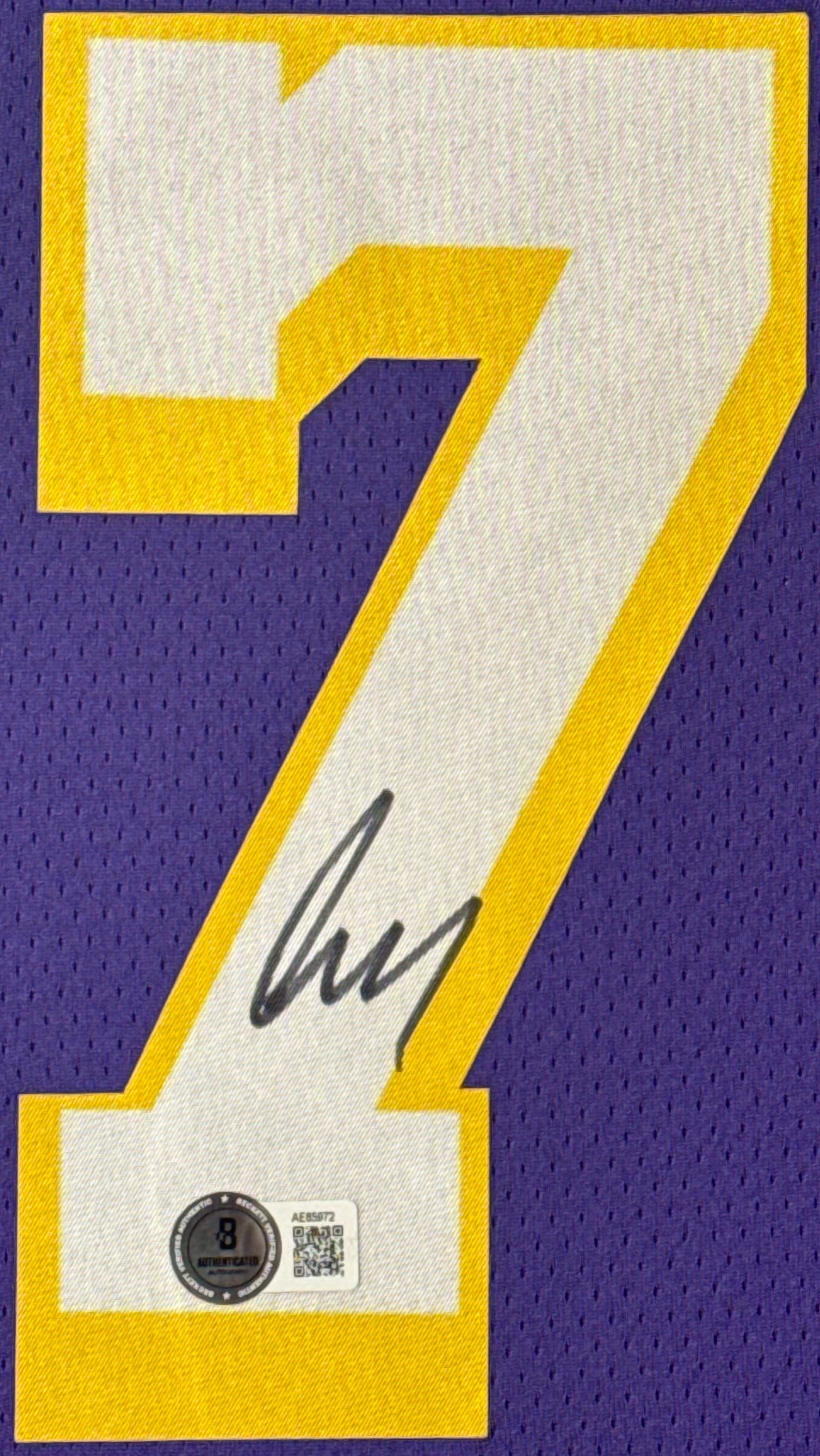 Luka Doncic Signed Los Angeles Lakers Nike Jersey Framed Beckett LOA & COA - Close up of Number