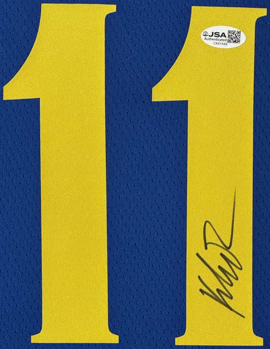 Klay Thompson Signed Golden State Warriors Nike Jersey Framed JSA COA - Close up of Number