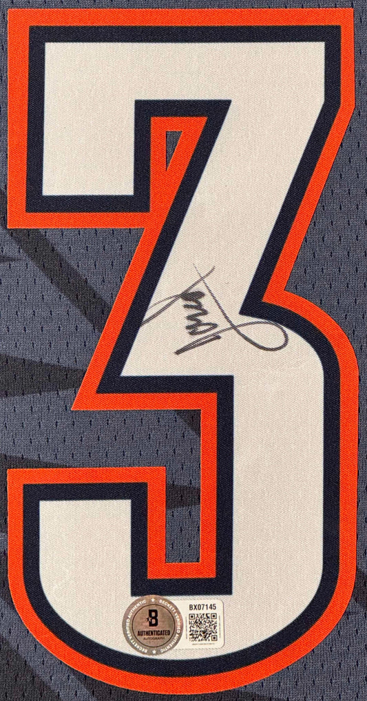 Jared McCain Signed Oklahoma City Thunder Nike Jersey Framed Beckett COA - Close up of Number