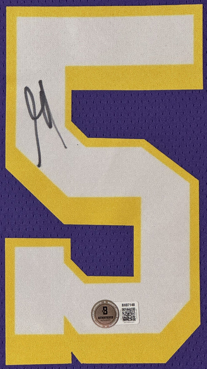 Austin Reaves Signed Los Angeles Lakers Nike Jersey Framed Beckett COA - Close up of Number