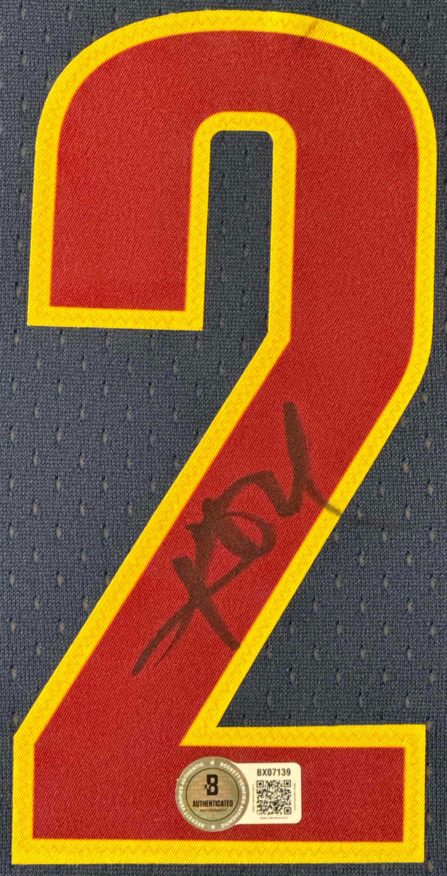 Kyrie Irving Signed Cleveland Cavaliers Mitchell & Ness Jersey Framed Beckett COA - Close up of Number