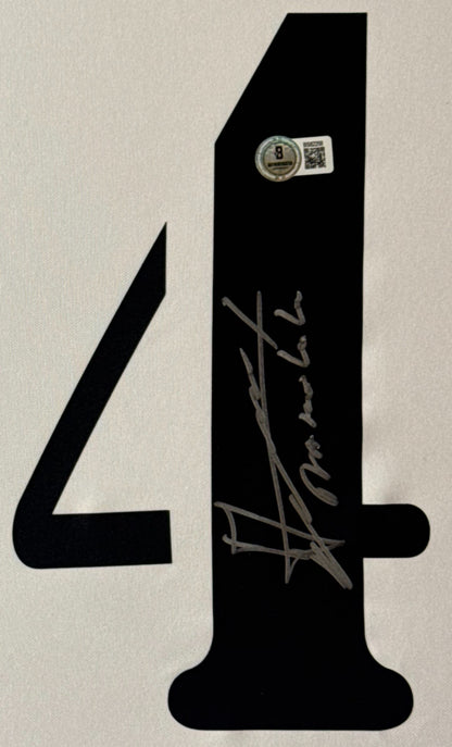 Claude Makelele Signed Real Madrid Adidas Jersey Framed Beckett COA - Close up of Number