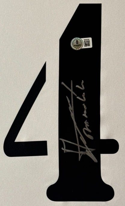 Claude Makelele Signed Real Madrid Adidas Jersey Framed Beckett COA - Close up of Number