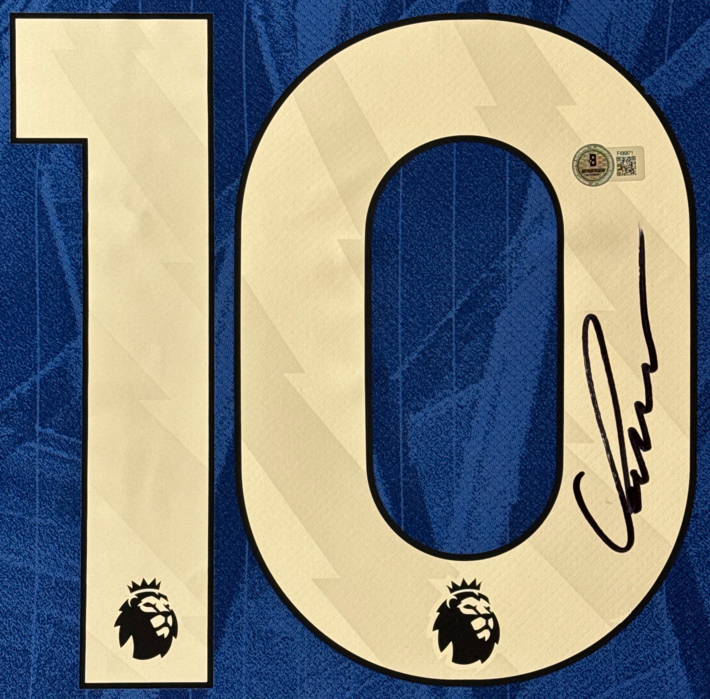 Cole Palmer Signed Chelsea FC Nike Jersey Framed Beckett COA - Close up of Number