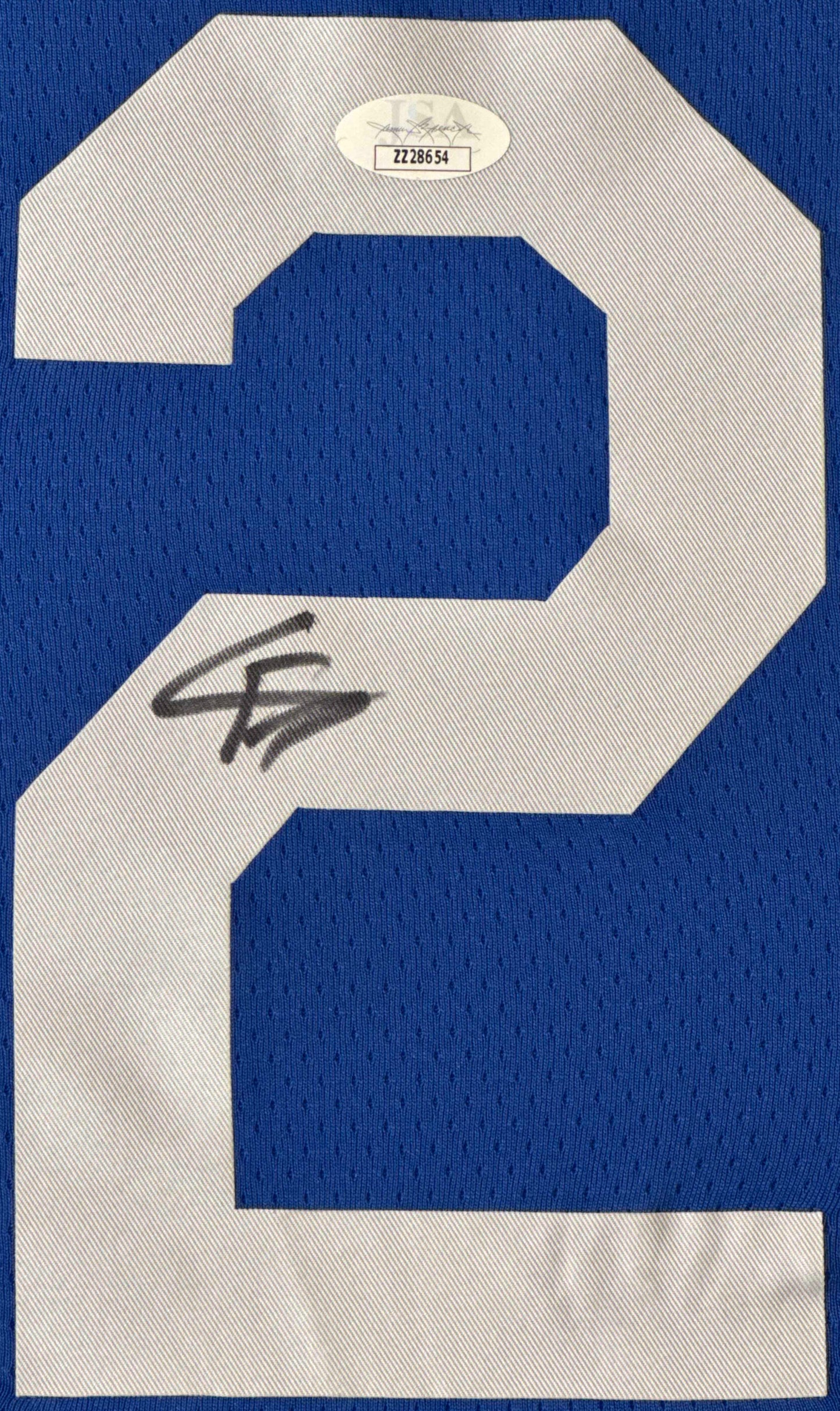 Cooper Flagg Signed Duke Blue Devils Nike Jersey Framed JSA COA - Close up of Number