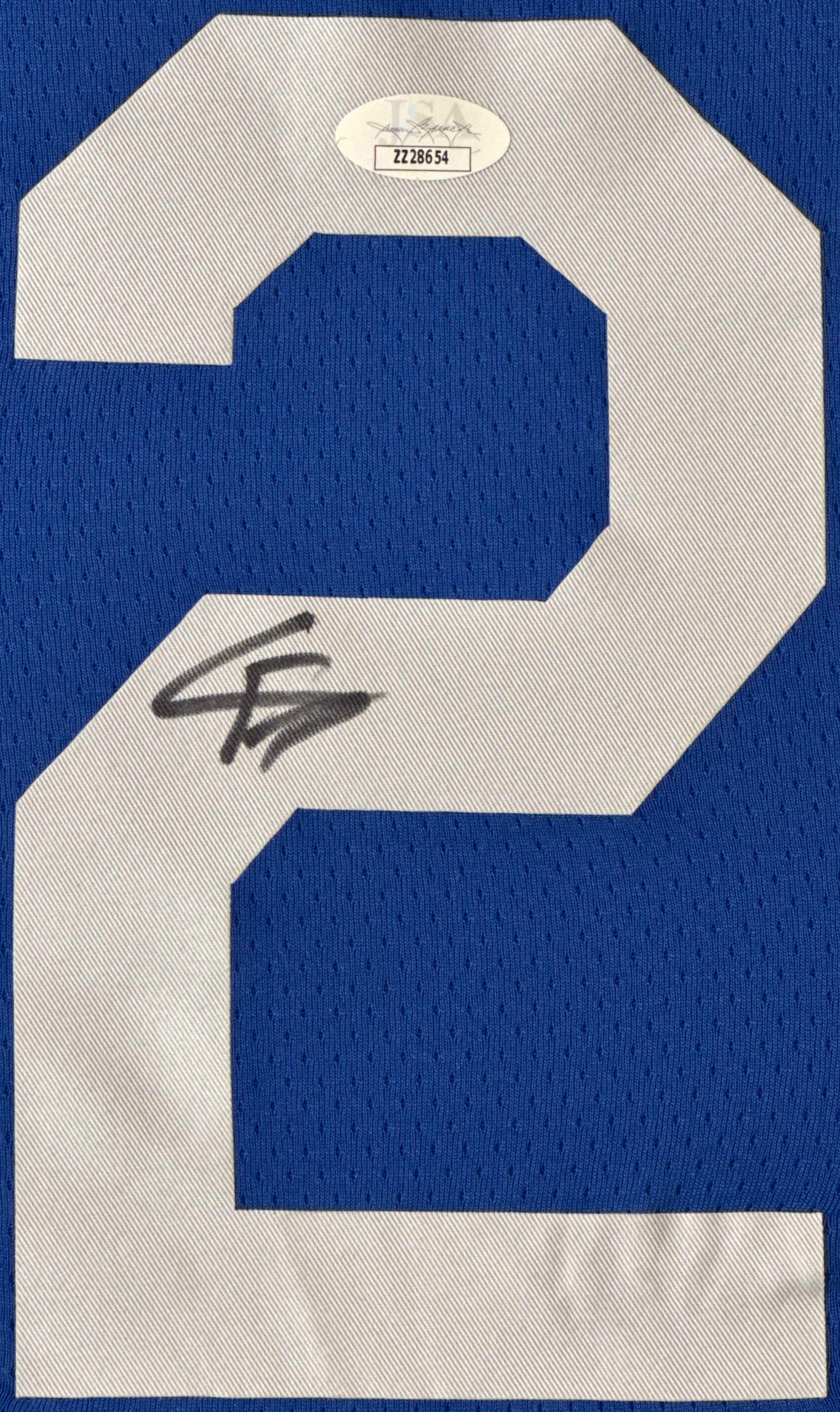 Cooper Flagg Signed Duke Blue Devils Nike Jersey Framed JSA COA - Close up of Number