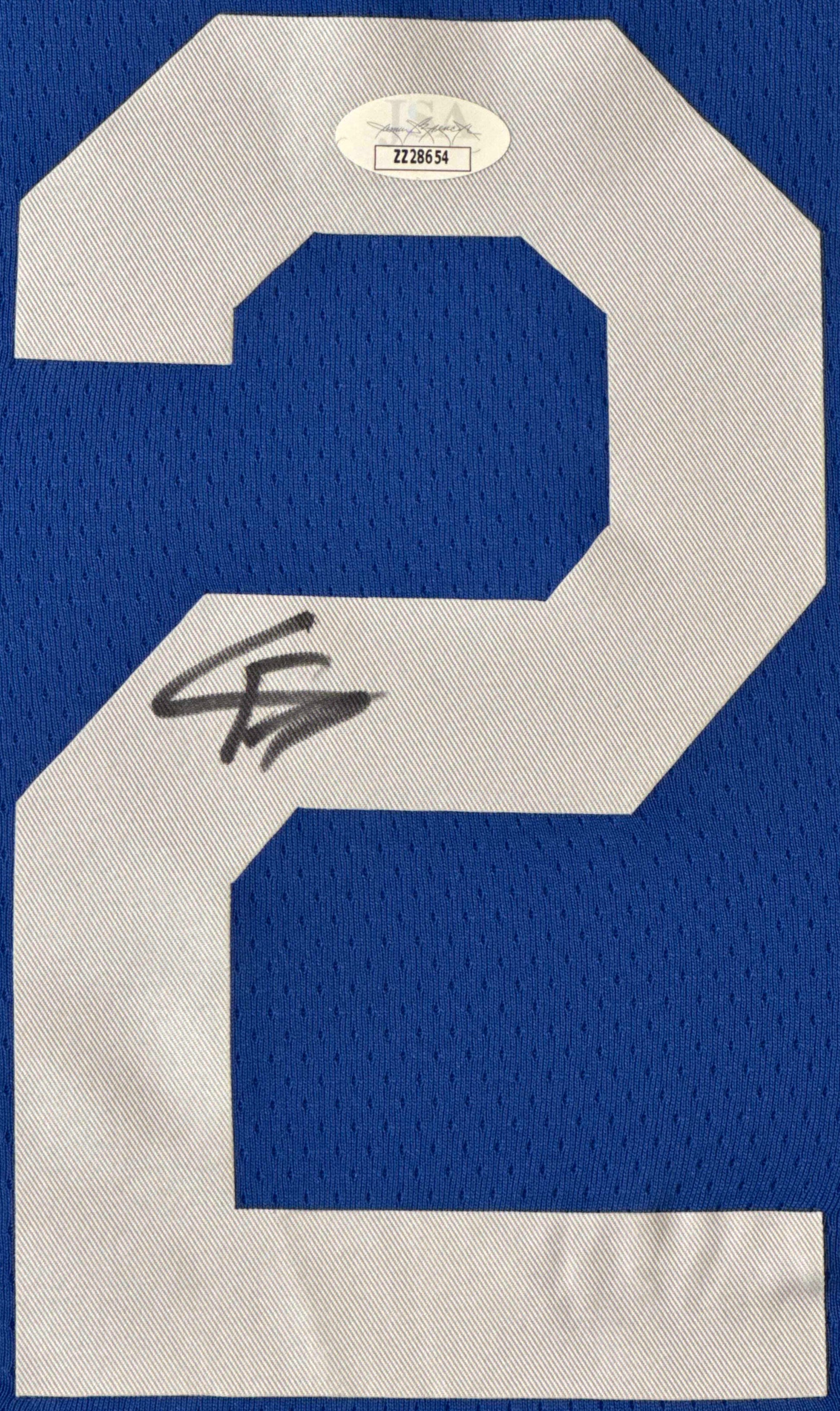 Cooper Flagg Signed Duke Blue Devils Nike Jersey Framed JSA COA - Close up of Number