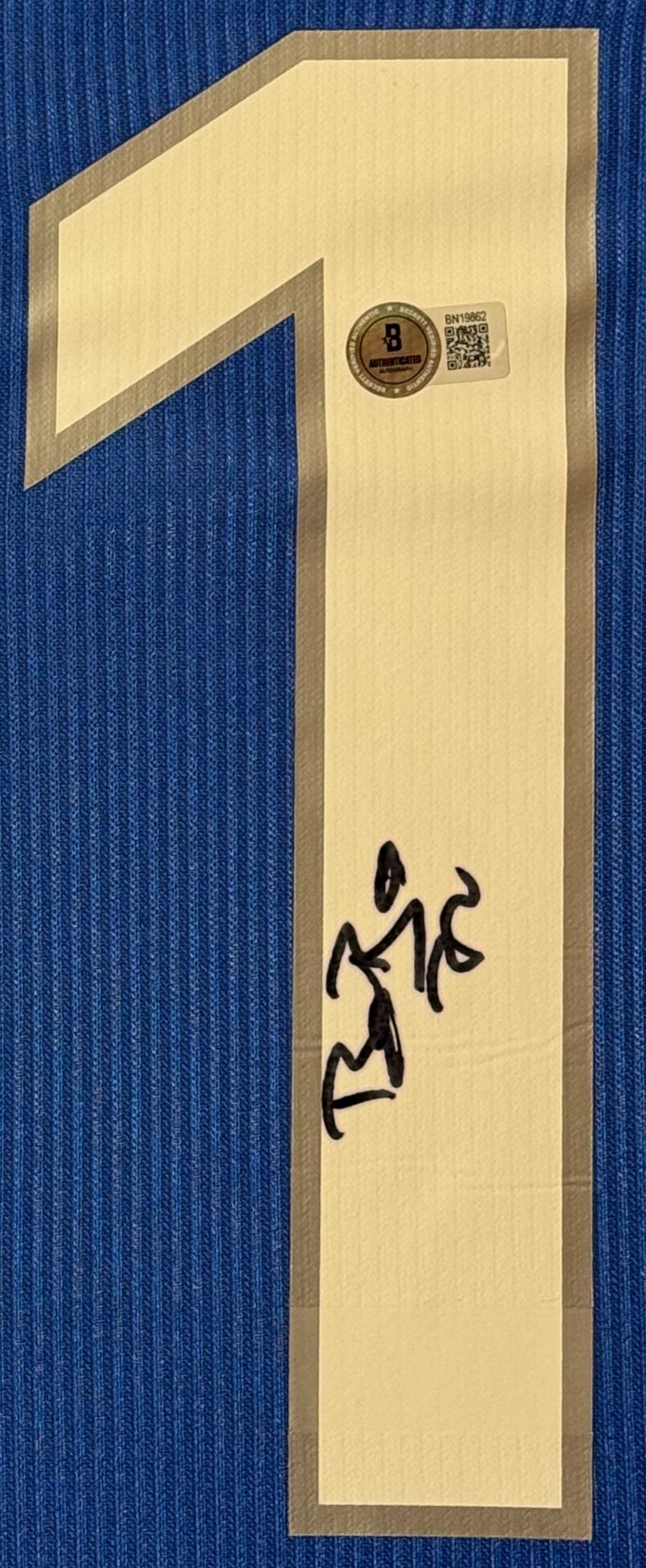 Christian Vieri Signed Italy Nike Jersey Framed Beckett COA - Close up of Number