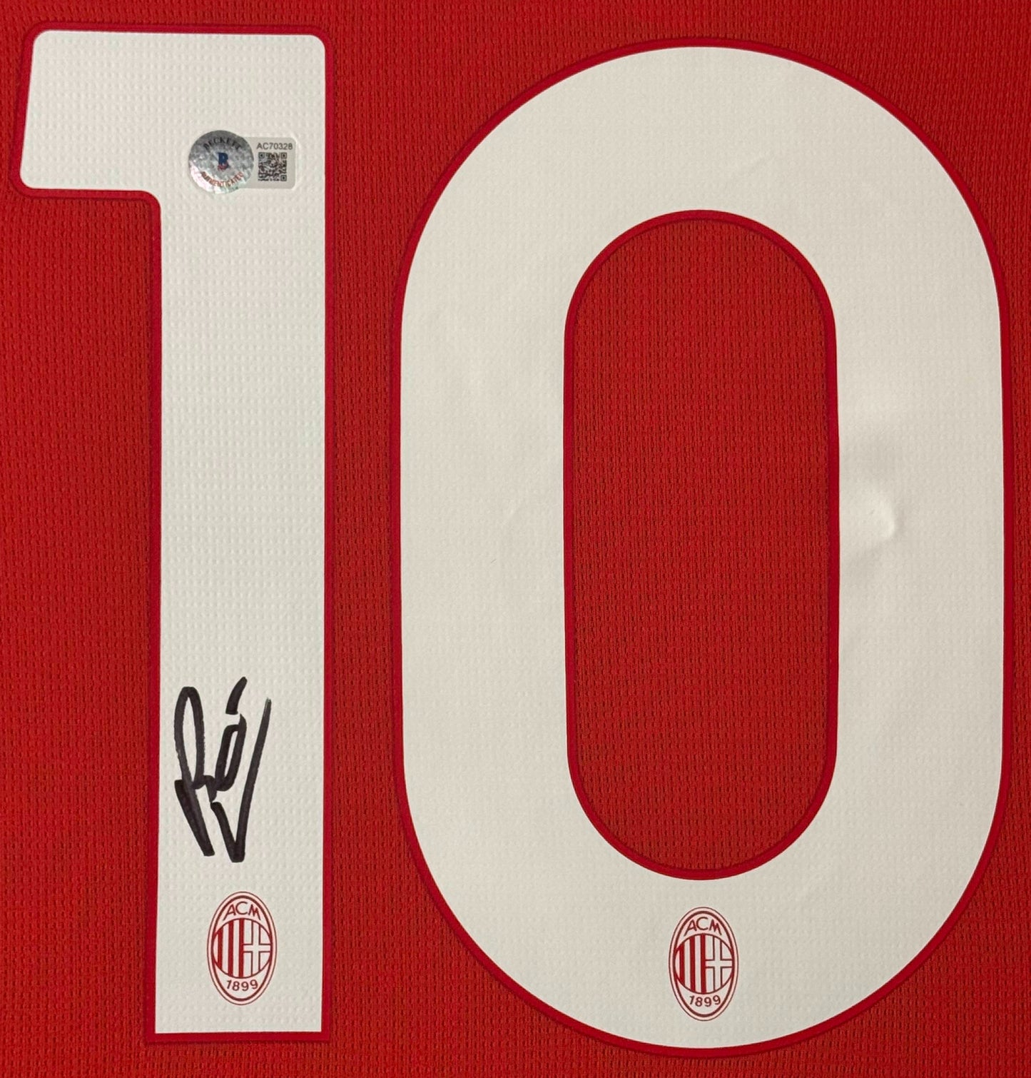 Rafael Leao Signed AC Milan Puma Jersey Framed Beckett COA - Close up of Number