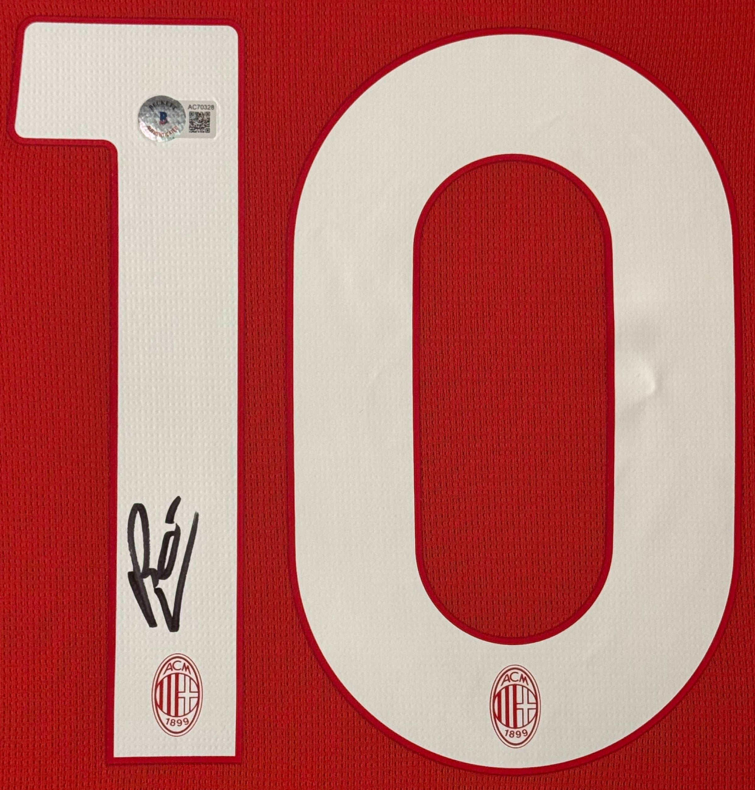 Rafael Leao Signed AC Milan Puma Jersey Framed Beckett COA - Close up of Number