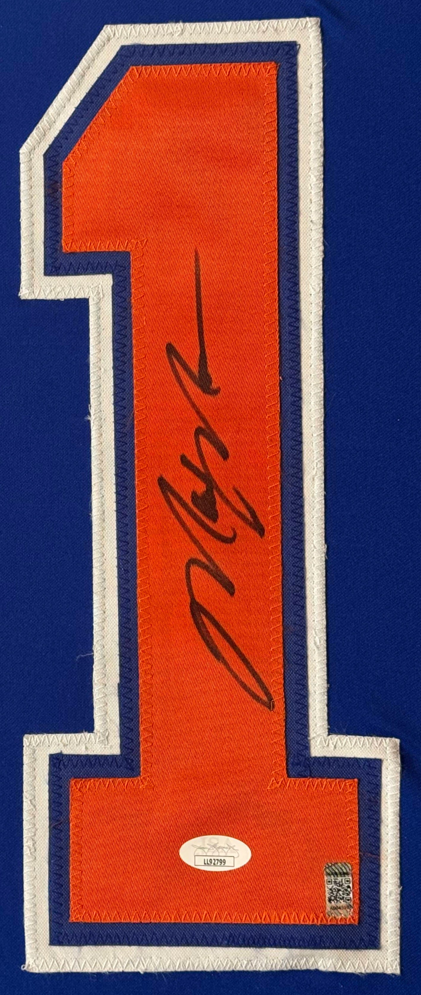 Mark Messier Signed Edmonton Oilers Jersey Framed JSA COA - Close up of Number
