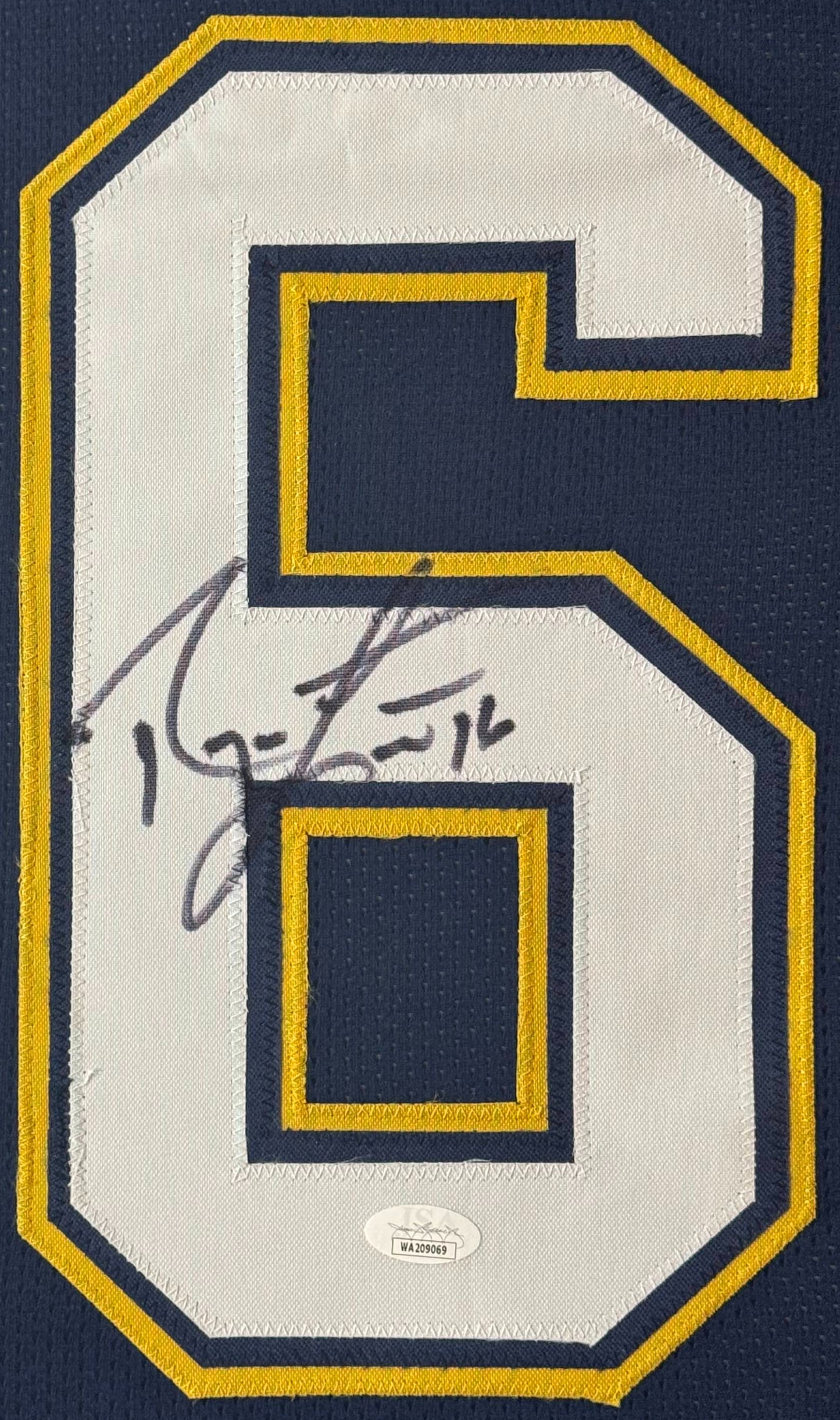 Ryan Leaf Signed San Diego Chargers Jersey Framed JSA COA - Close up of Number