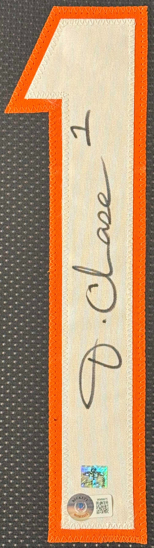 Ja'Marr Chase Signed Cincinnati Bengals Jersey Framed Beckett COA - Close up of Number